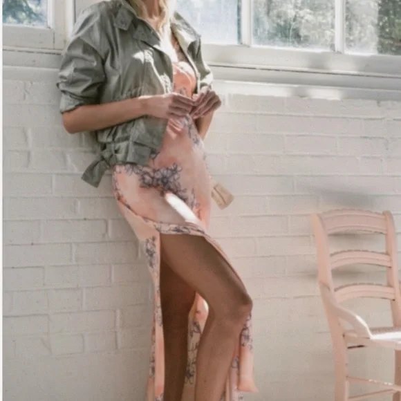 Free People Intimately Cassie Girl Slip Dress Orange & Blue Floral Sz M - Picture 6 of 12